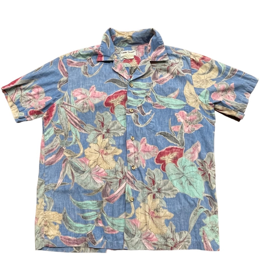Cooke Street Hawaii Vtg Hawaiian Floral Print Shirt Med 100% Cotton